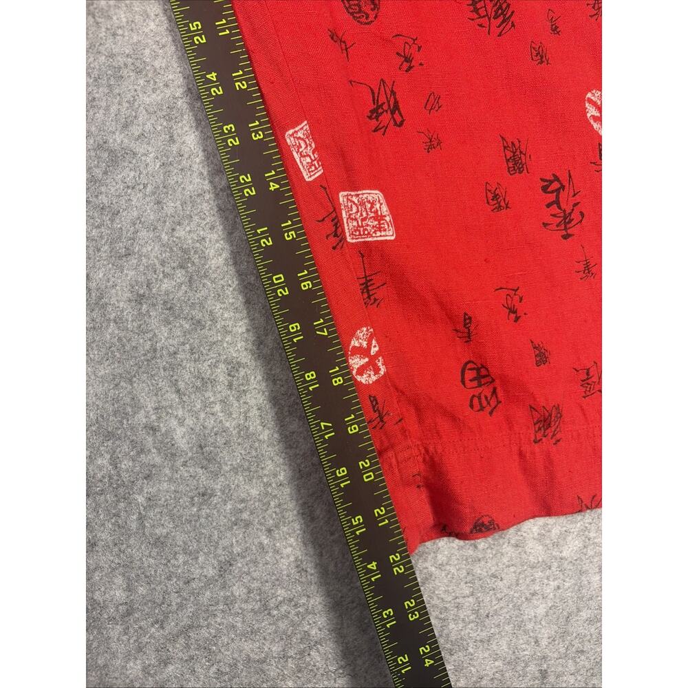 Chicos Design 100% Linen Straight Cropped Capri Pants Artsy Asian Tribal Print 8 - Picture 7 of 8